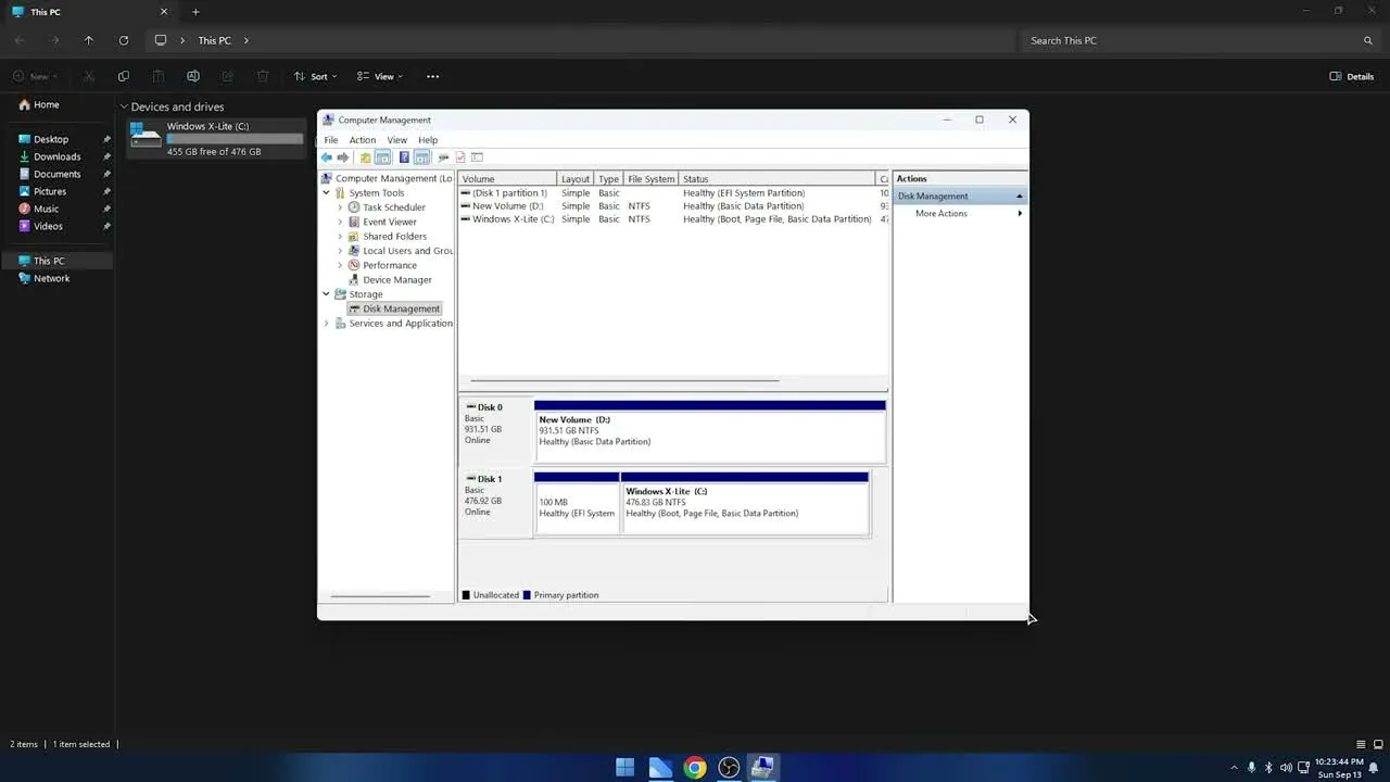 Install Zorin OS Without USB Open Disk Management in Windows 11 to create a partition for the Zorin OS dual boot setup