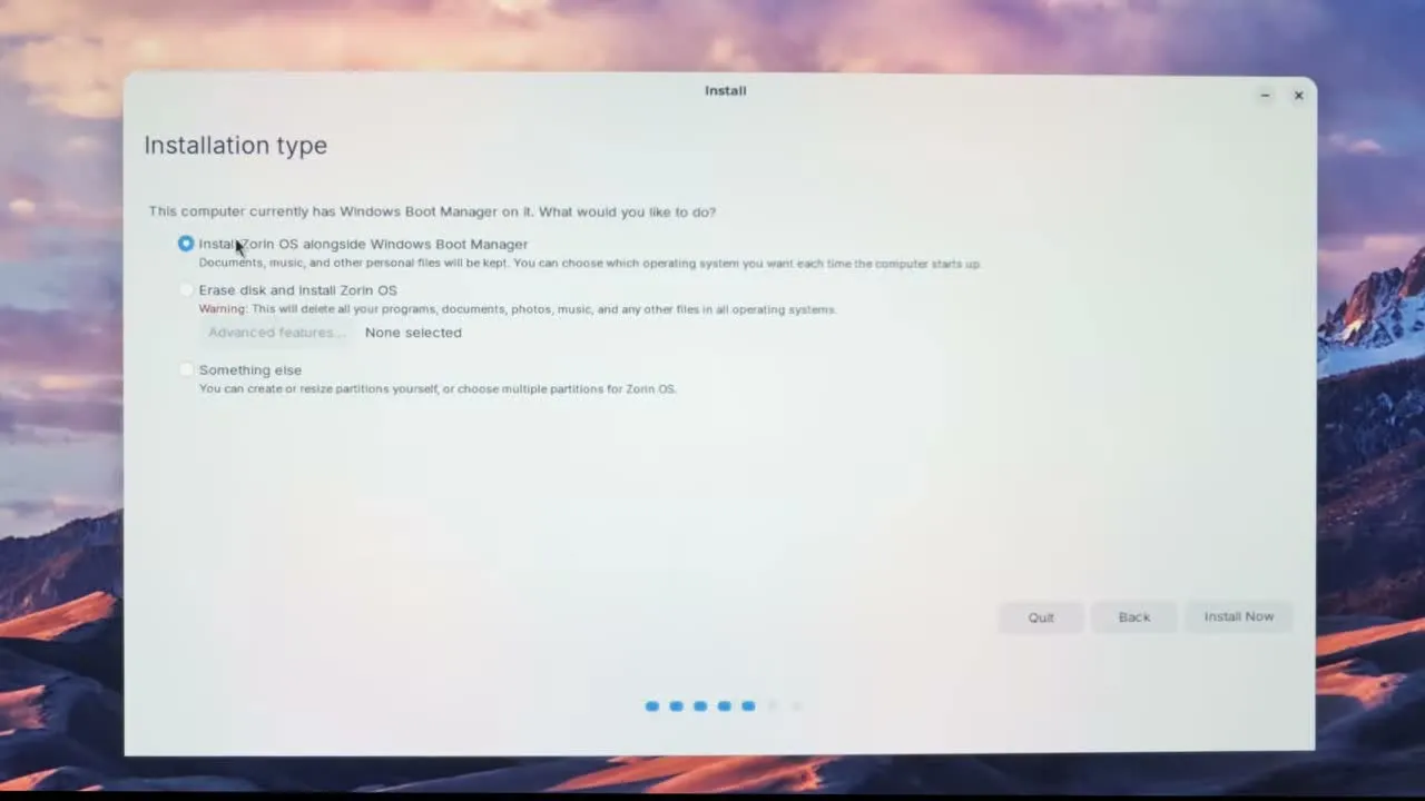 Install Zorin OS Without USB Select Install Zorin OS alongside Windows Boot Manager for dual boot