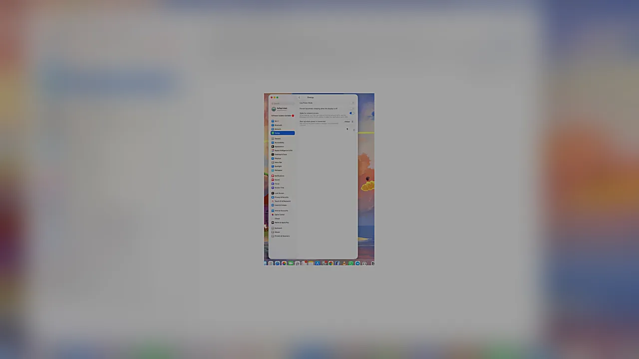 Mac mini auto start Mac mini auto start - the Energy settings pane with the start up when power is connected option