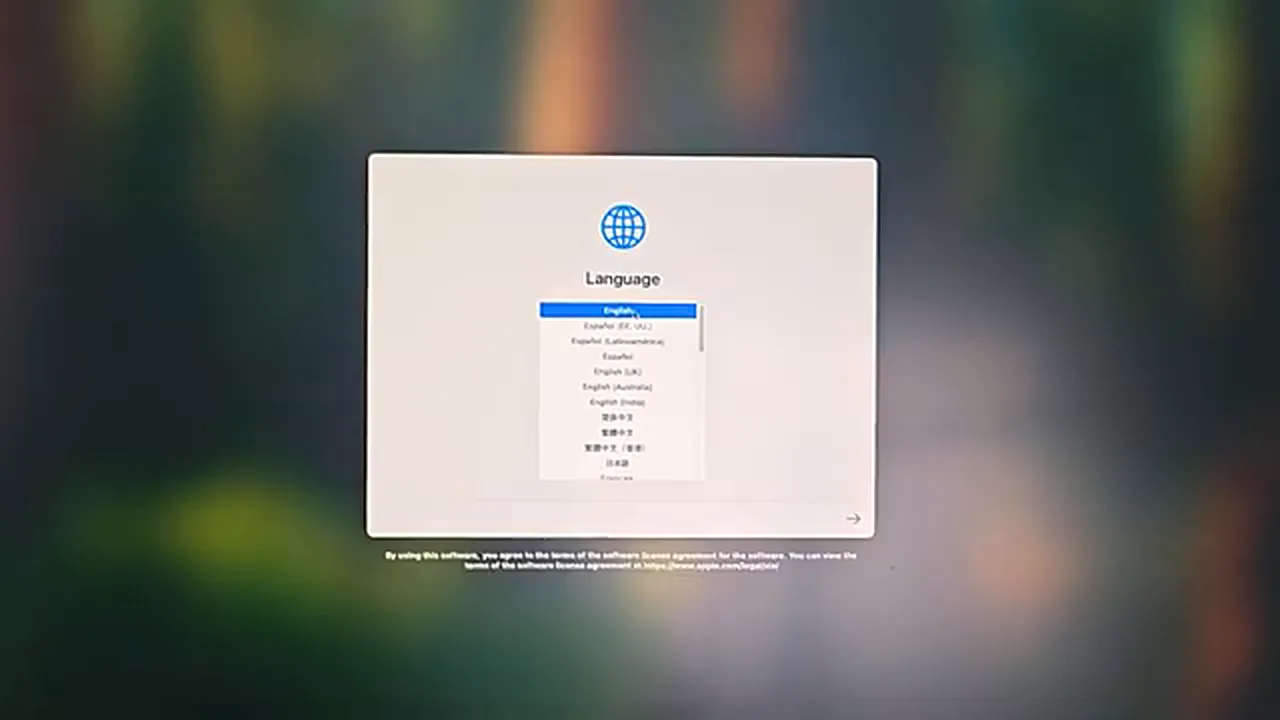 Mac mini M4 setup Mac mini M4 setup - setup assistant language selection screen