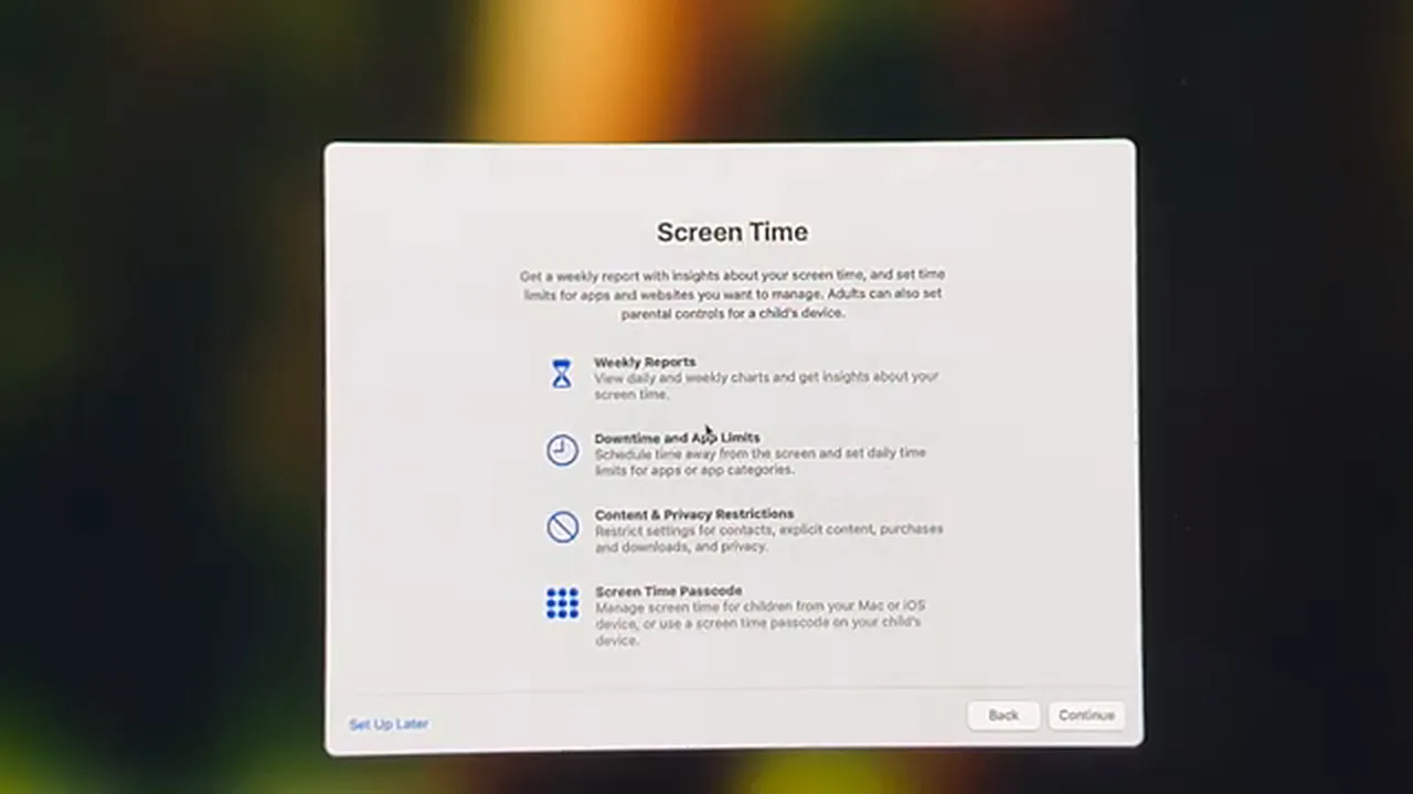 Mac mini M4 setup Mac mini M4 setup - Screen Time weekly report options
