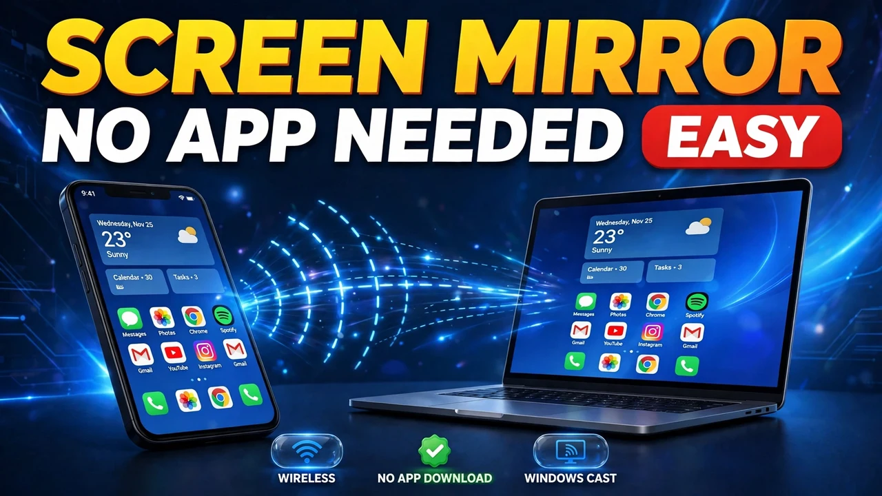 mirror phone screen to PC - phone casting its screen wirelessly to a laptop