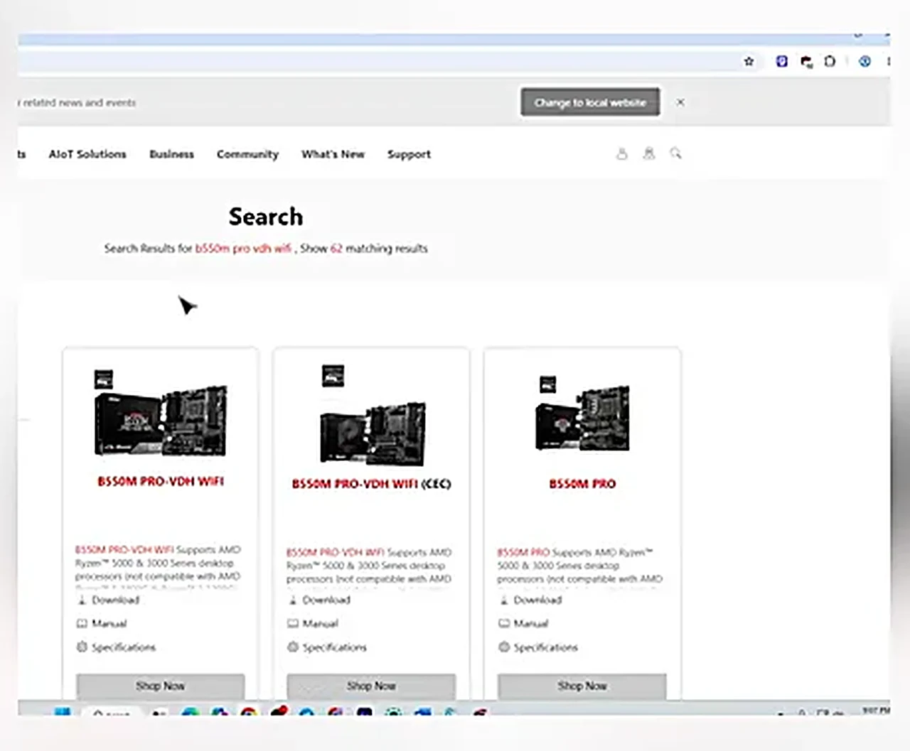 MSI BIOS update MSI BIOS update - the MSI website search results for the B550M PRO-VDH WIFI motherboard