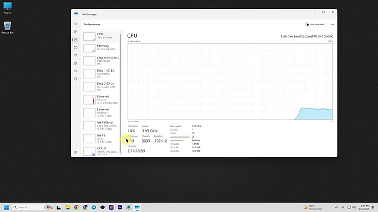 Optimum 11 - official Windows 11 idling with around 199 background processes in Task Manager