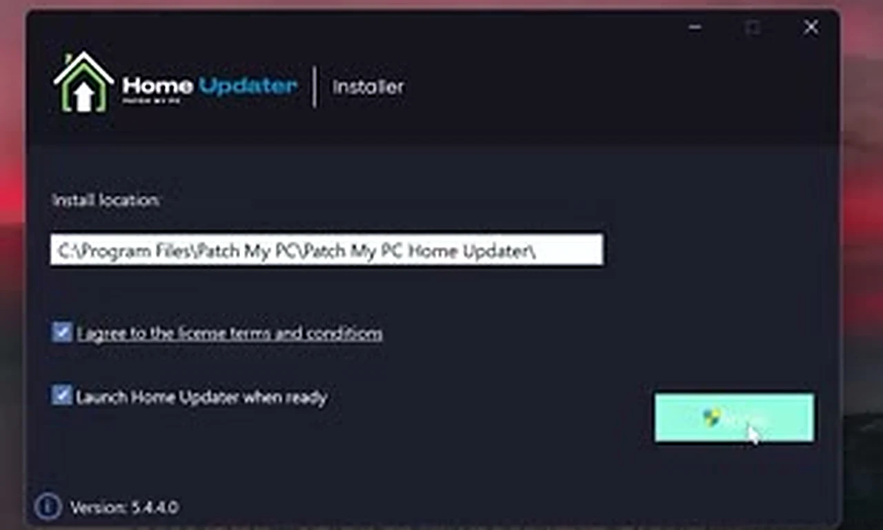 Patch My PC Home Updater Patch My PC Home Updater - the Patch My PC Home Updater installer with the license checkbox ticked