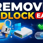 padlock icon Windows - folder with a broken padlock and an unlocked hard drive